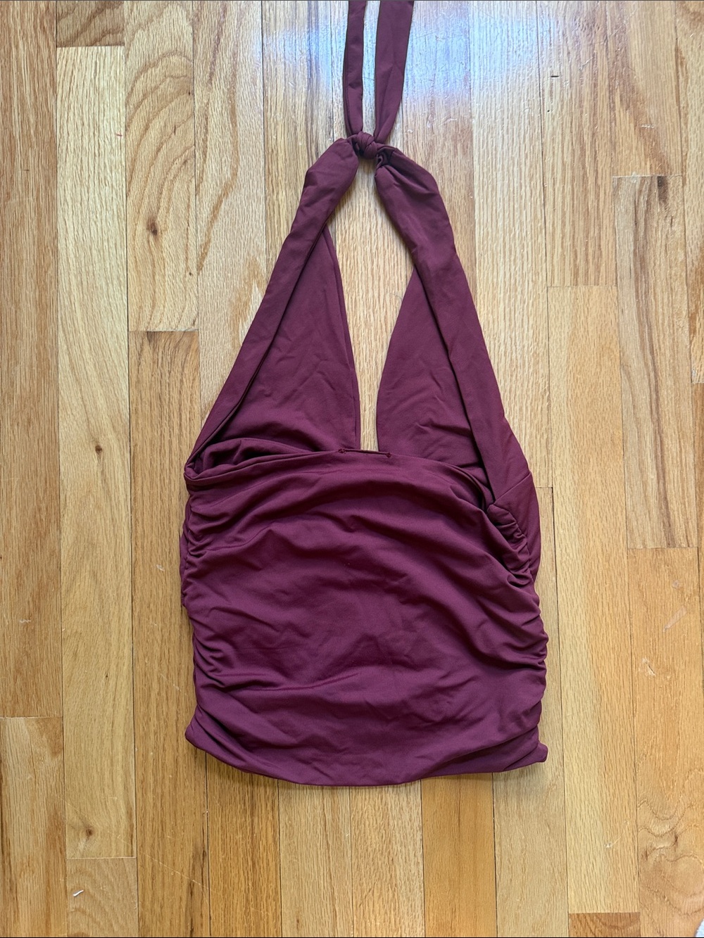 Burgundy Halter Top with Center Ring - Picture 4 of 4